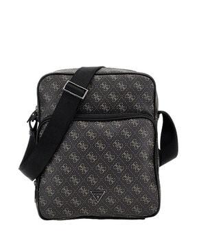 logo print crossbody bag with adjustable strap