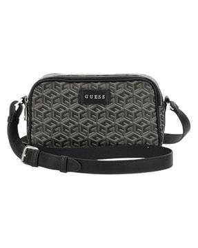 logo print crossbody bag with detachable strap