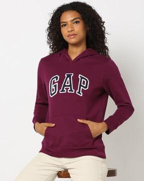 logo print hoodie with kangaroo pockets