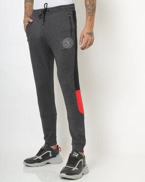logo print joggers with contrast panels