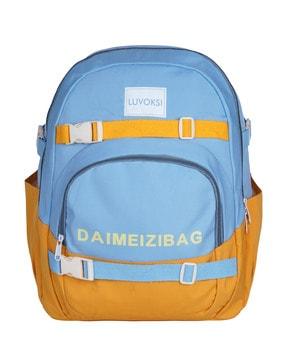 logo print laptop backpack with adjustable straps
