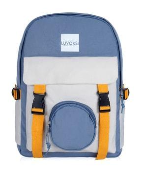 logo print laptop backpack with adjustable straps