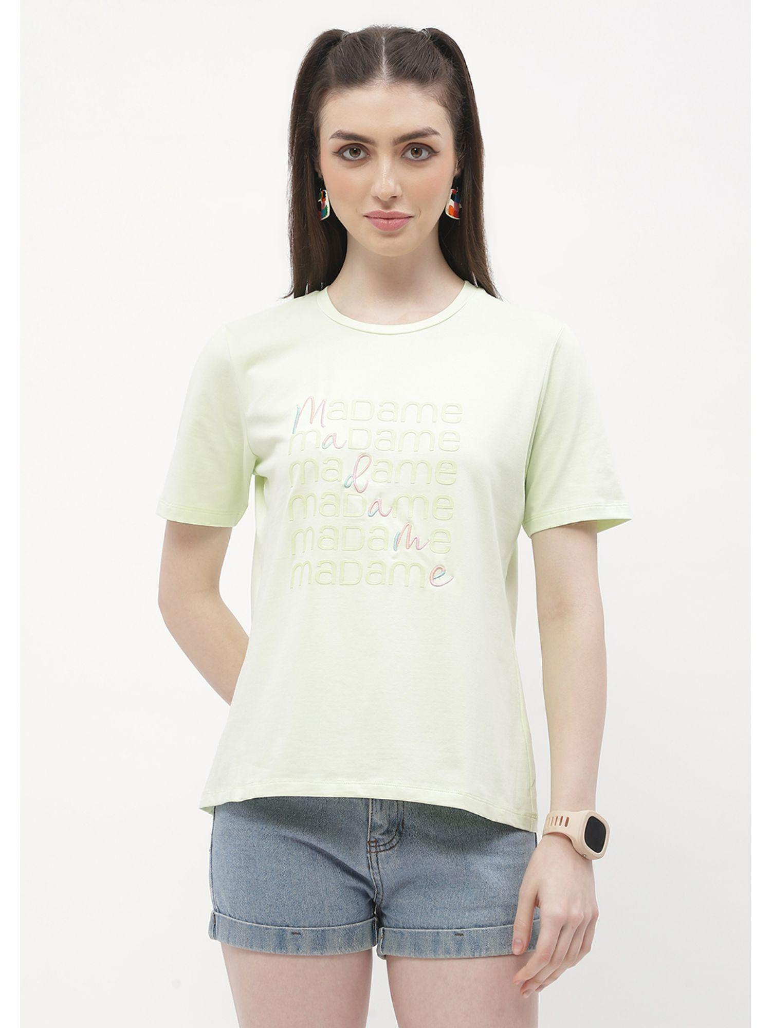 logo print neon green regular t-shirt