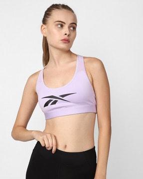 logo print non-padded sports bra