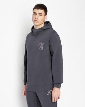 logo print organic cotton sweatshirt with hood