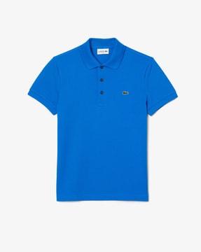 logo print polo t-shirt with collar neck