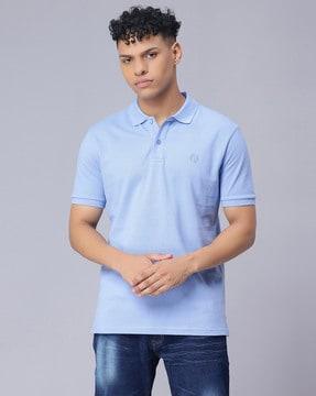 logo print polo t-shirt with short sleeves