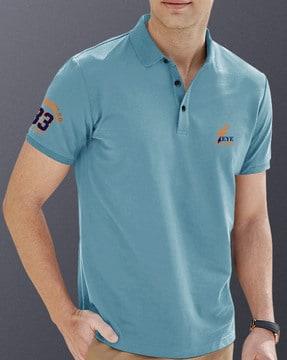 logo print polo t-shirt