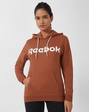 logo print regular fit hooded sweatshirt