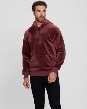 logo print regular fit hooded sweatshirt