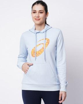 logo print regular fit hoodie