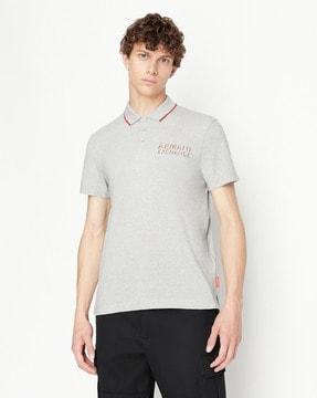 logo print regular fit polo t-shirt with contrast tipping
