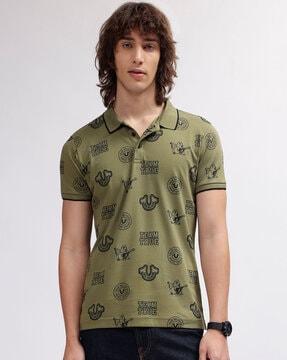 logo print regular fit polo t-shirt