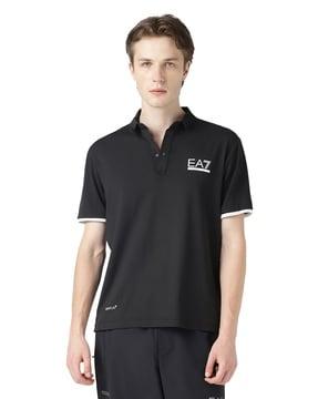 logo print regular fit polo t-shirt