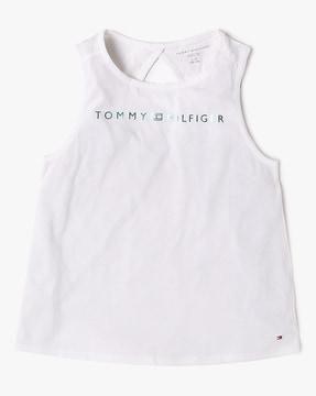 logo print regular fit tank top