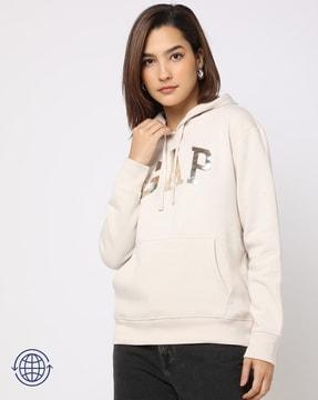 logo print relaxed fit hoodie