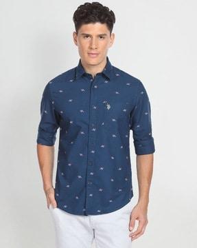 logo print shirt with patch pocket