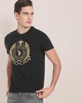 logo print slim fit crew neck t-shirt