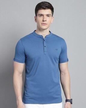 logo print slim fit henley t-shirt