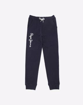 logo print slim fit joggers with insert pockets