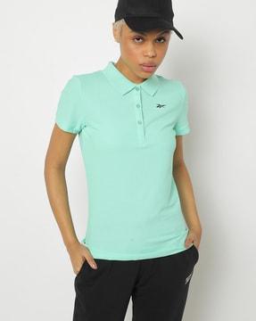 logo print slim fit polo t-shirt