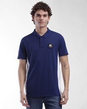 logo print slim fit polo t-shirt