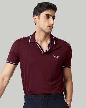 logo print slim fit polo t-shirt