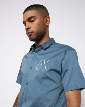 logo print slim fit shirt