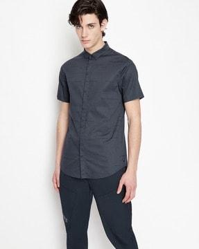 logo print slim fit shirt