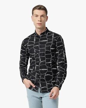 logo print slim fit shirt