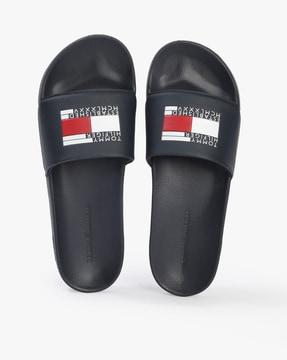 logo print slip-on sliders