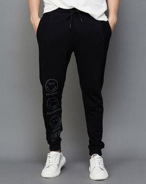 logo print straight joggers with insert pockets