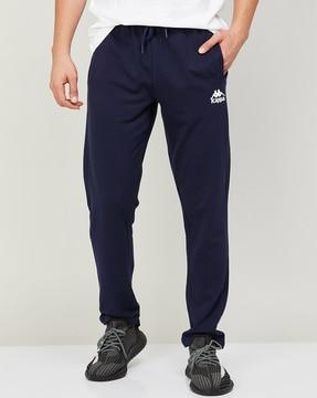 logo print straight track pants