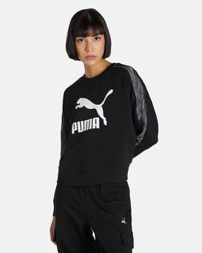 logo print sweatshirt with ribbed hem