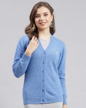 logo print v-neck cardigan