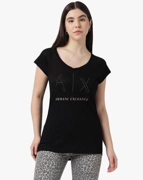 logo print v-neck organic cotton t-shirt