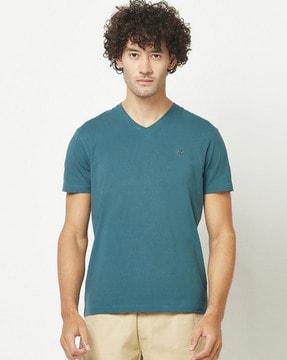 logo print v-neck t-shirt