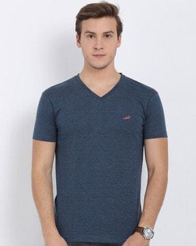 logo print v-neck t-shirt