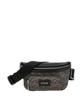 logo print waist bag with adjustable strap