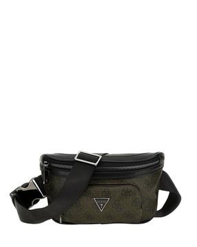 logo print waist bag with adjustable strap