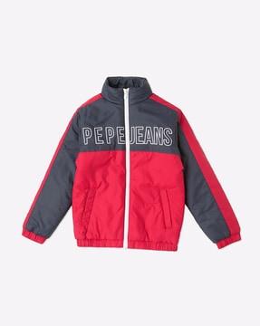 logo print zip-front jacket