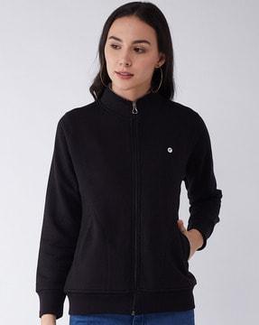 logo print zip-front sweatshirt