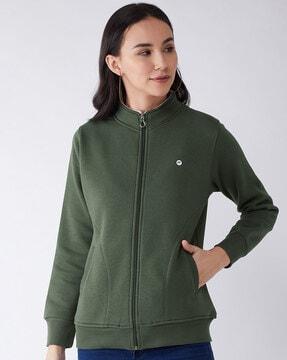 logo print zip-front sweatshirt