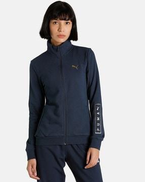 logo print zip-front track jacket