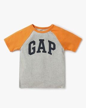 logo printed t-shirt with contrasted raglan sleeves
