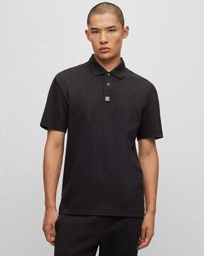 logo stripped interlock-cotton polo shirt