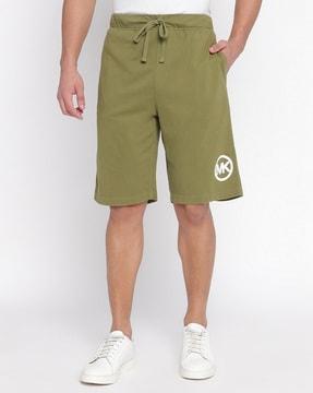 logo tape cotton blend shorts