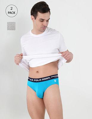 logo waistband cotton stretch iyah briefs - pack of 2