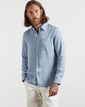 loharv-long sleeve lyocell plain regular fit shirt