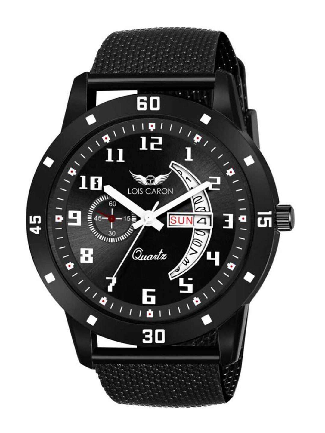 lois caron men black analogue watch mlc-8184